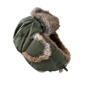 Mad Bomber Aviator Hat Size Large Green Brown Rabbit Fur Trapper Hat Outerwear